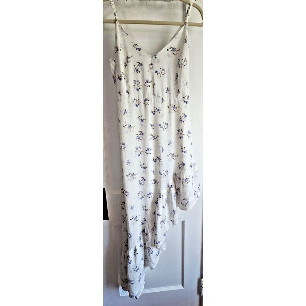 Wild Honey Asymmetrical white floral women dress ruffle hem Sz Small